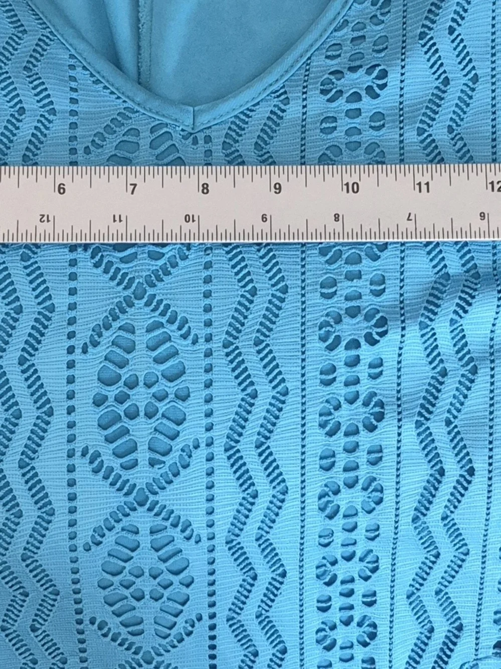Papillon Blanc sleeveless pointelle crochet knit dress turquoise Swim Cover Up M